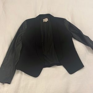 Anne Taylor Loft leather sleeved blazer size 8